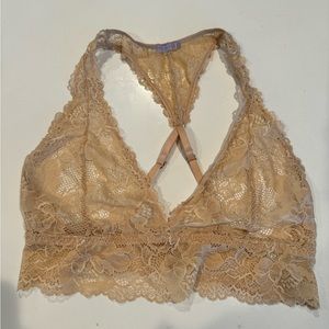 SavageX Fenty honey nude lace racerback bralette, S
